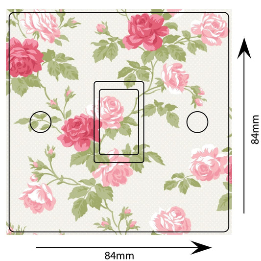 Pink Floral Shabby Chic Roses Skin Light Switch Cover Skin Sticker Decal