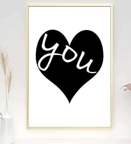 Love You Heart Inspirational Positive Thought Quote Poster Print Wall