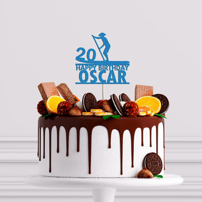 Paddle Board Cake Topper Custom Birthday Decoration for Boys and Men Any Name & Age