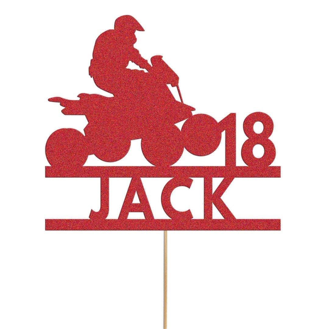 Personalised Quad Bike Glitter Cake Topper: Any Name & Age