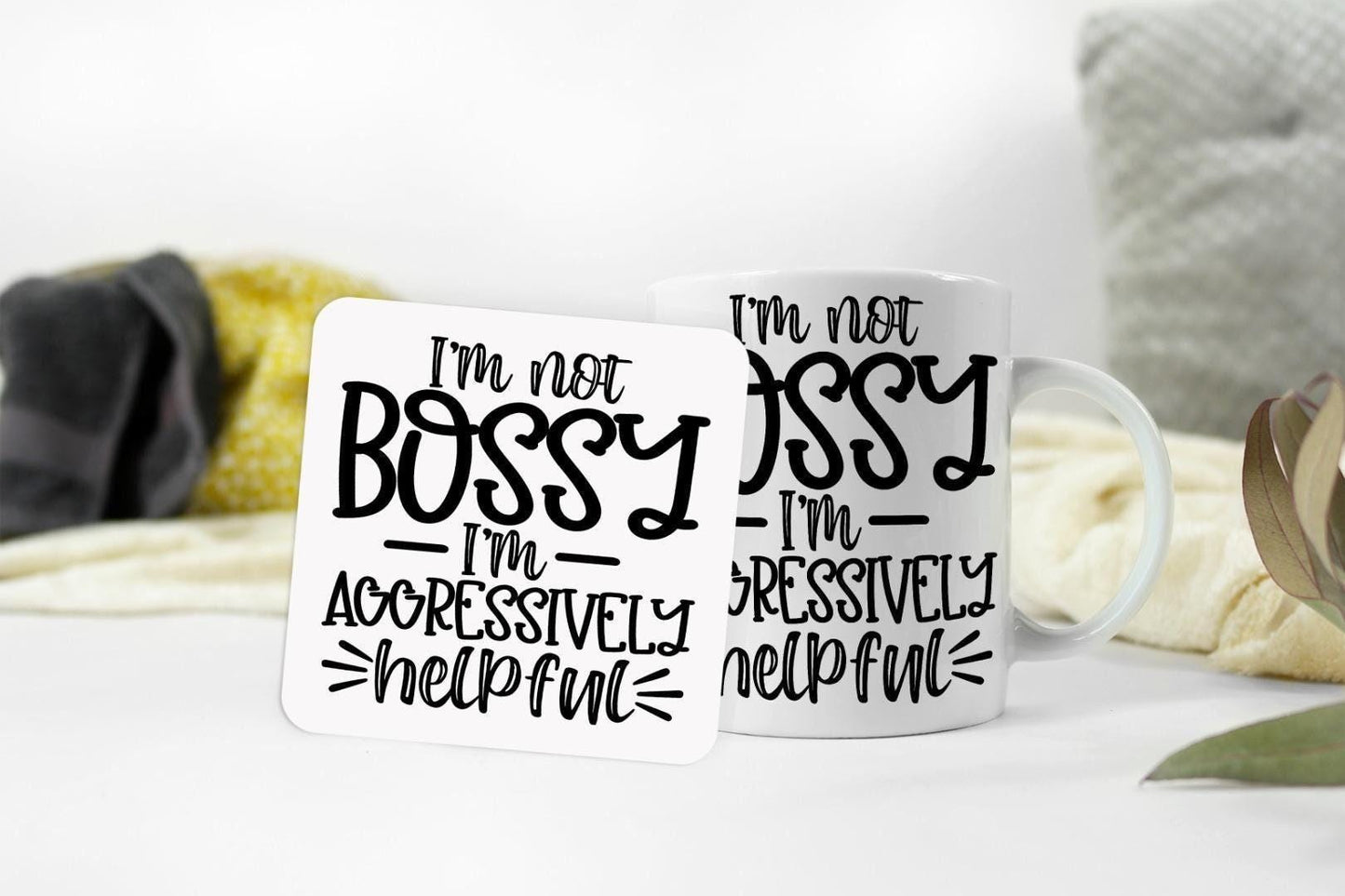 Funny 'I'm Not Bossy' Mug and Coaster Set: Office Gift