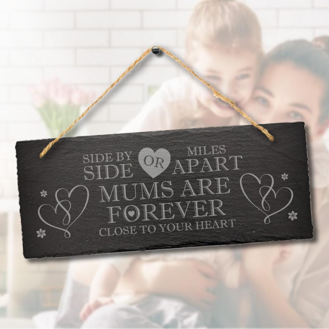 Side By Side Mum Mother Engraved Hanging Slate Plaque Mom Grandmother Gift Art