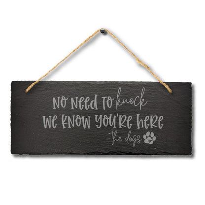 No Need To Knock Hanging Slate Engraved Sign Kitten Dog Lovers Plaque Home Gift