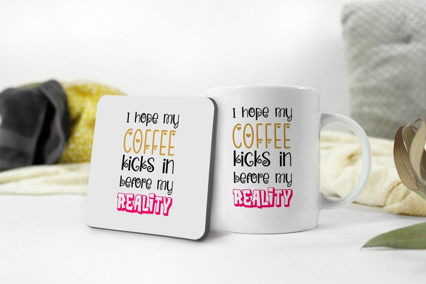 Funny Coffee Mug & Coaster Set: Novelty Office Gift