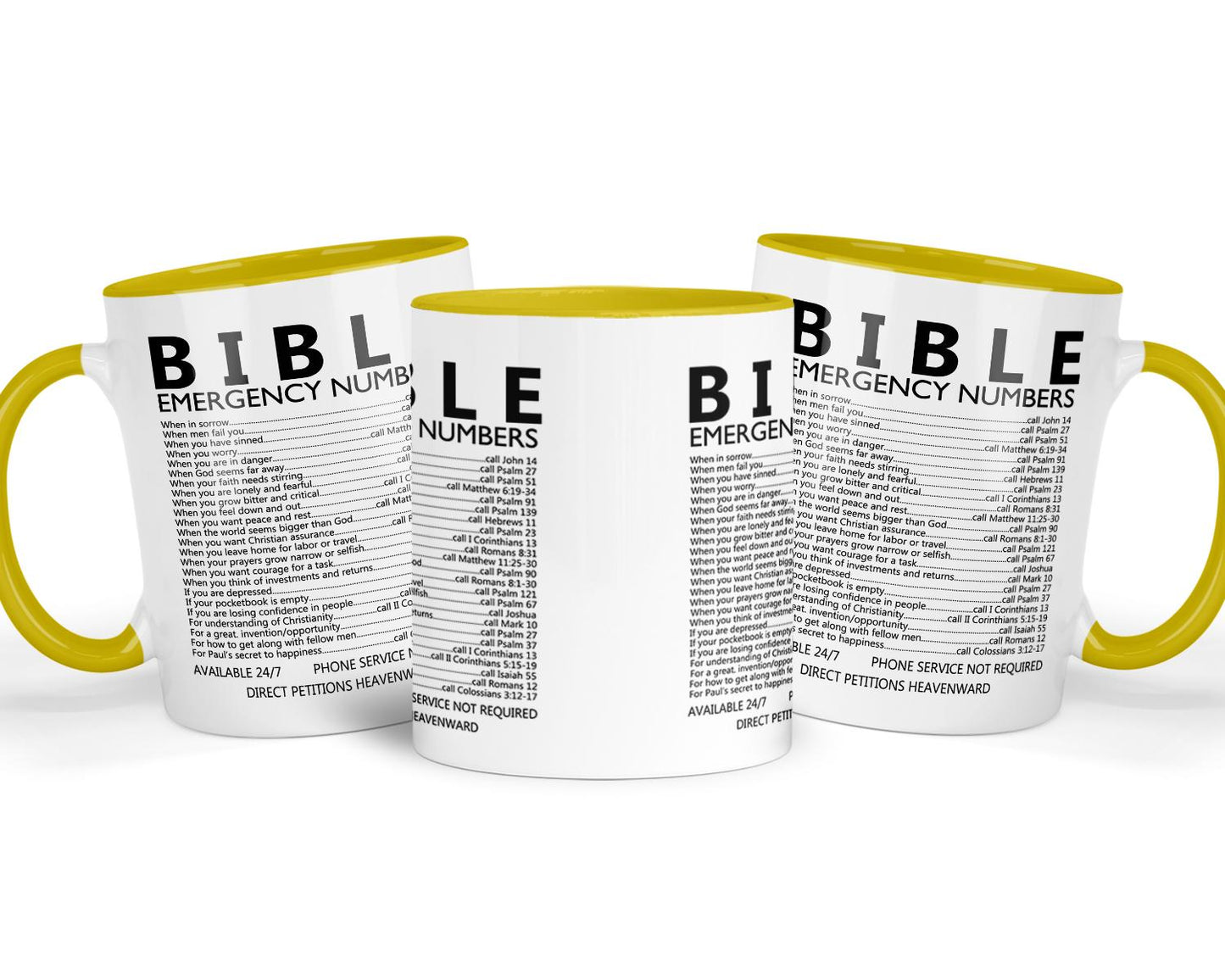 Bible Verse Mug & Coaster Gift Set: Christian Emergency Numbers