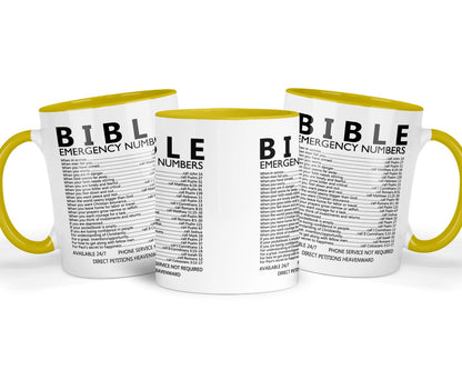 Bible Verse Mug & Coaster Gift Set: Christian Emergency Numbers