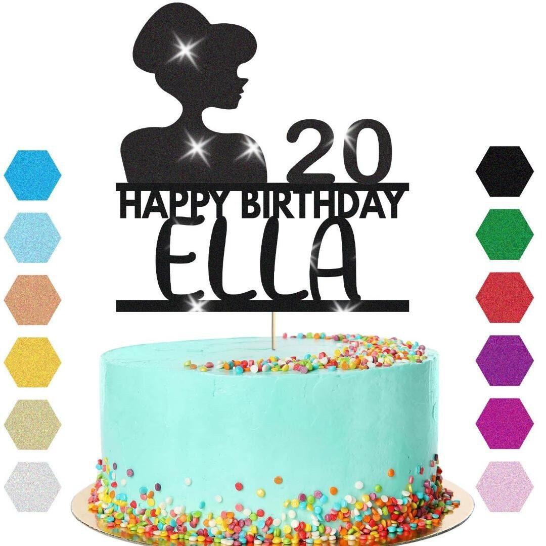 Glamorous Girls Cake Topper Personalised Birthday Decoration Any Name & Age