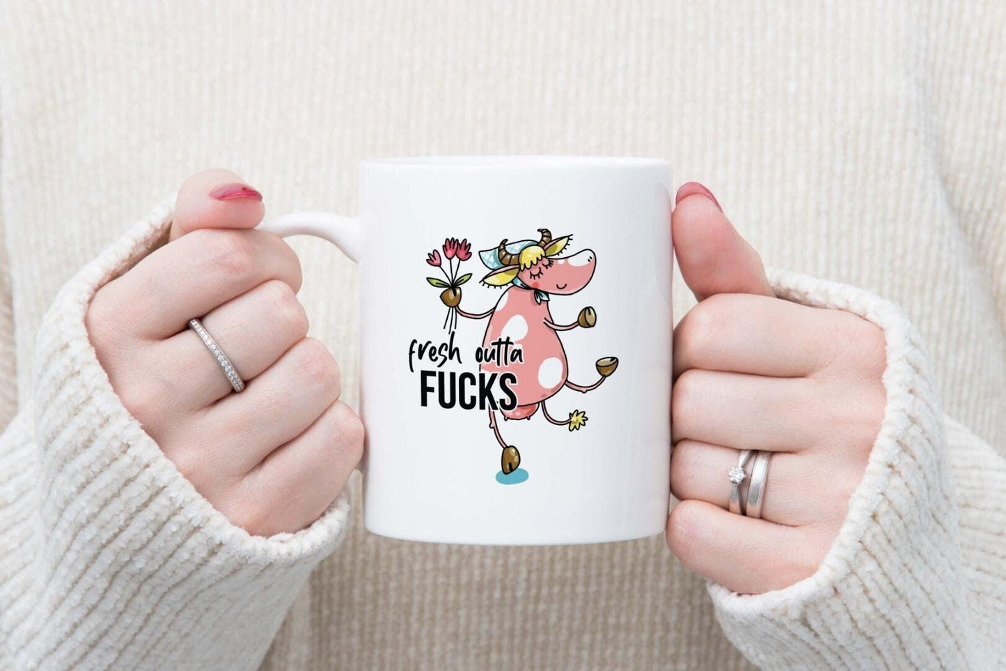 Funny Cow Mug & Coaster Set: Rude Humor Office Gift