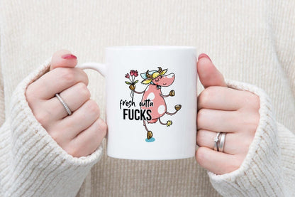 Funny Cow Mug & Coaster Set: Rude Humor Office Gift