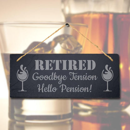 Retired Goodbye Tension Laser Engraved Hanging Slate Retirement Plaque Sign