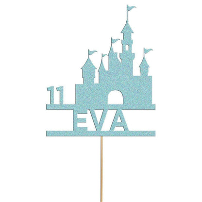 Personalised Glitter Princess Castle Cake Topper: Birthday Party Decoration
