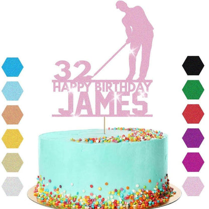 Golf Cake Topper Custom Golfer Golfing Birthday Cake Decoration Any Name & Age