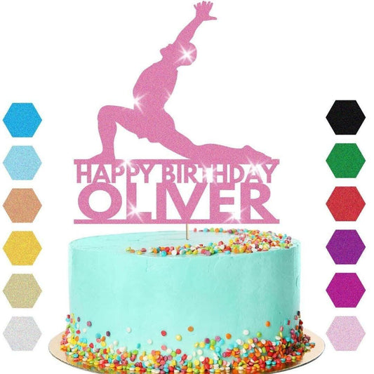Yoga Cake Topper Personalised Man Adult Birthday Cake Decoration Any Name & Age