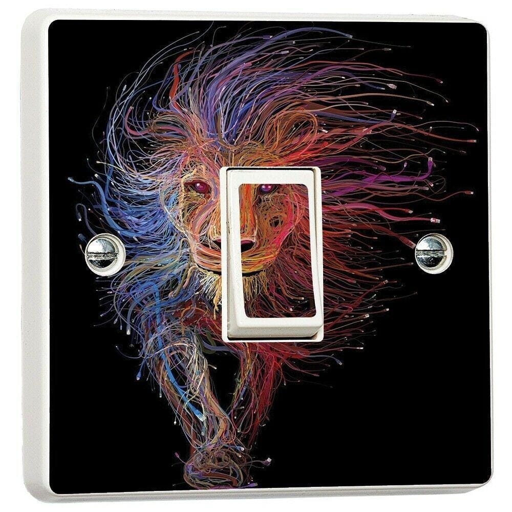 Lion Abstract Trippy Art Light Switch Sticker Cover Vinyl Skin Wall Decal