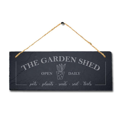 The Garden Shed Pots Plants Seeds Soil Tools Hanging Slate Engraved Plaque Sign