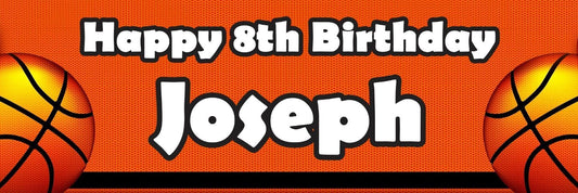 Personalised Basketball Birthday Banner: Sports Party Decoration (Set of 2)