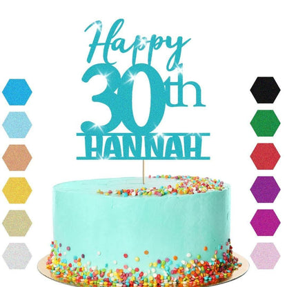 Personalised Name 30th Birthday Glitter Cake Topper Party Cake Decorations Gift