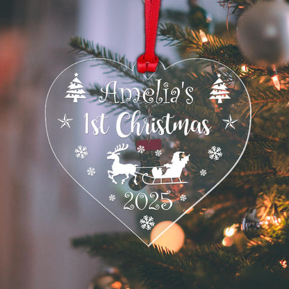 Personalised Babys First Christmas Bauble 1st Xmas Heart Tree Decoration Gift