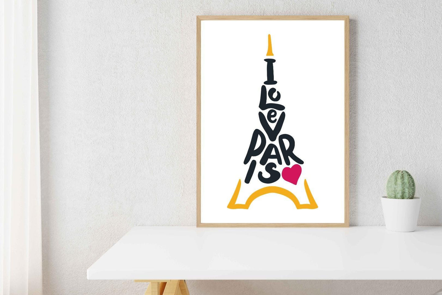 I Love Pairs Eiffel Tower Inspirational Love Positive Quote Poster Wall