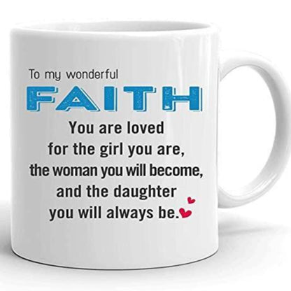 Personalised Name Mug You Are Loved For The Girl You Are The Woman You Will Become Coffee Tea Cup Novelty Gift For Mothers Day Daughters Mum