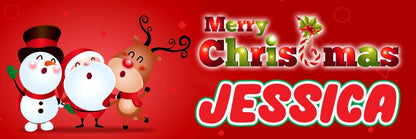 2 Personalised Christmas Santa And Rudolf Party Celebration Banners Posters