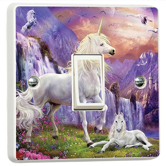 Fantasy Unicorn Island #1 3d Light Switch Sticker Cover Vinyl Skin Wall Decal