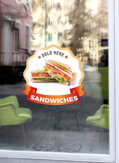 Sandwich Sold Here Window Sticker - Cafe Restaurant POS Sign