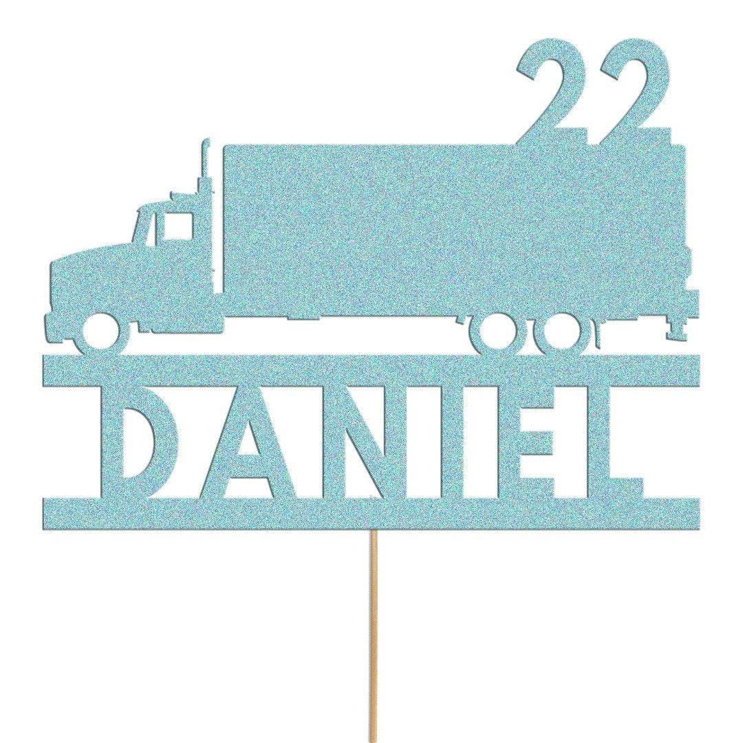 Personalised Glitter Truck Cake Topper: Lorry Driver Decoration