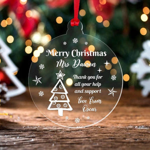 Personalised Name Christmas Bauble Teacher Teaching Assistant Xmas Ornament Gift