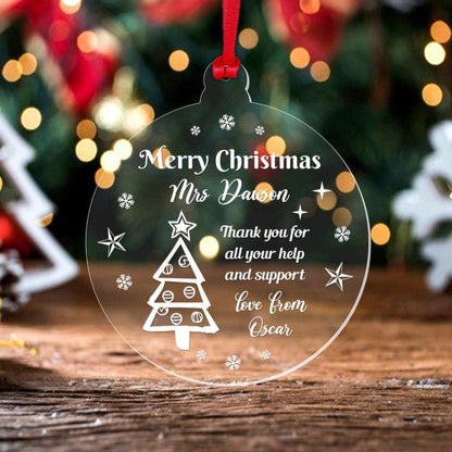 Personalised Name Christmas Bauble Teacher Teaching Assistant Xmas Ornament Gift