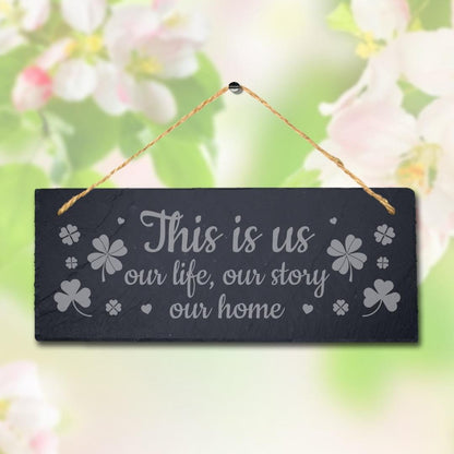 Laser Engraved Slate Home Plaque: This Is Us Design