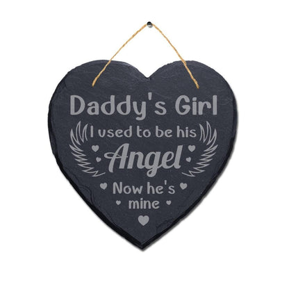 Used To Be Angel Daddys Girl Engraved Hanging Memorial Heart Shape Slate Sign