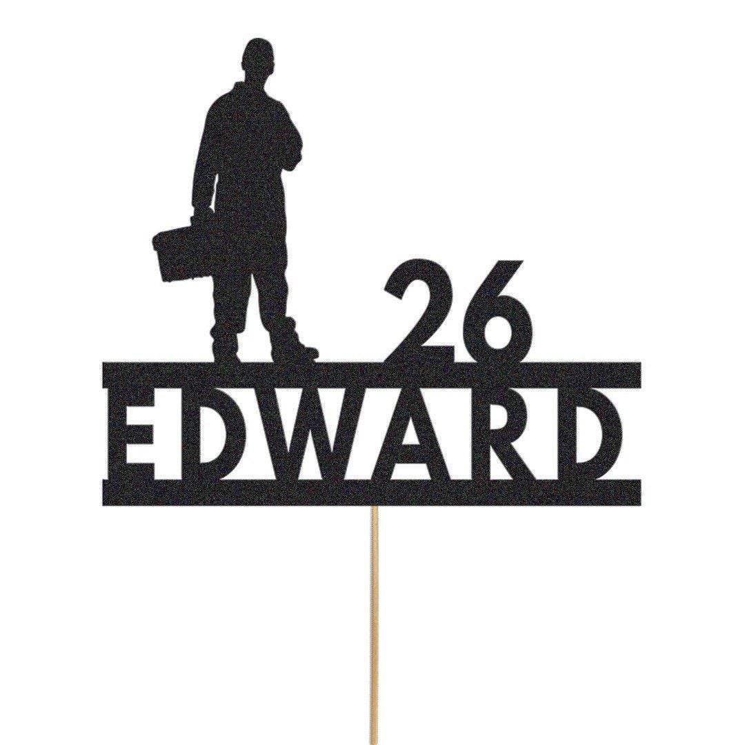 Personalised Builder Plumber Birthday Cake Topper Electrician Cake Decoration Any Name Age