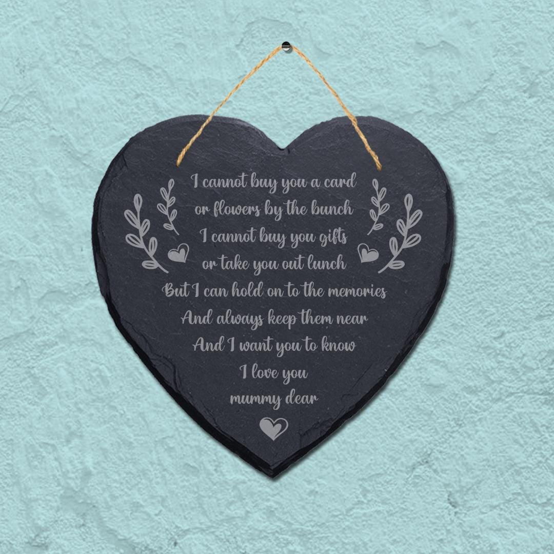I Cannot Buy You Card Engraved Hanging Valentine Day Heart Shape Slate Plaque Sign
