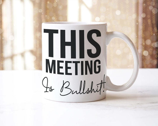 This Meeting Is Bullshit Funny Rude Office Coffee Mug & Coaster Gift Set Joke Work Mug Gift