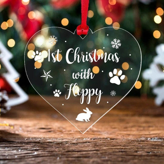 Personalised Rabbit's 1st Christmas Bauble Pet First Xmas Tree Decoration Gift