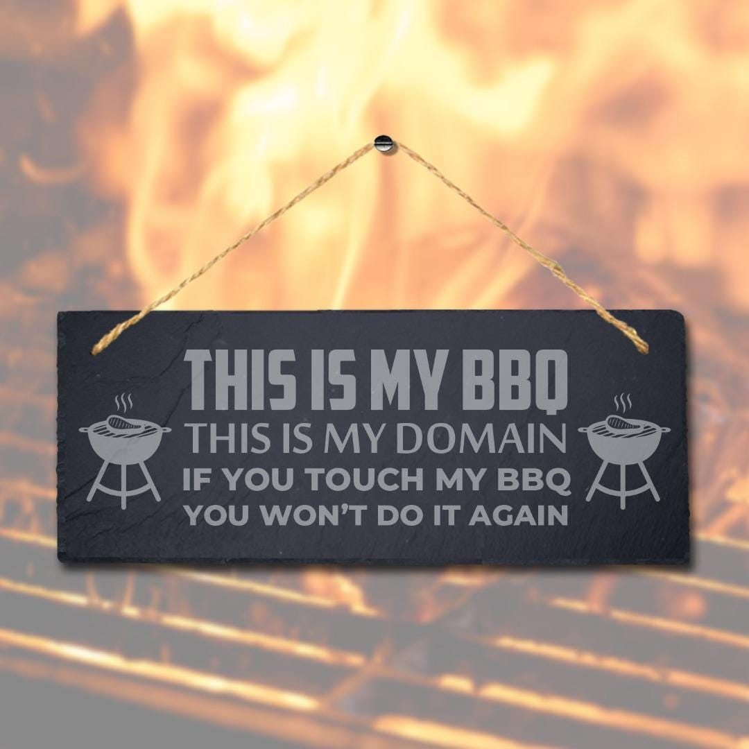 This Is My Bbq Domain Engraved Hanging Slate Chicken Grilled Party Plaque Sign