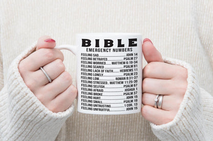 Bible Emergency Numbers Mug & Coaster Set - Christian Gift