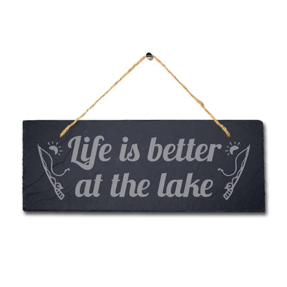 Life Is Better At Lake Laser Engraved Hanging Slate Sea Fishing Ocean Plaque Sign