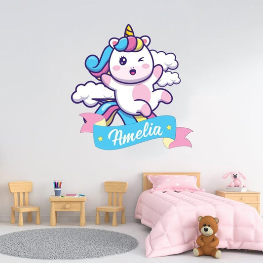 Personalised Unicorn Name Wall Decal, Girls Nursery Decor