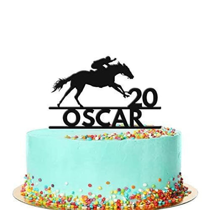 Personalised Horse Racing Birthday Cake Topper Jockey Rider Acrylic Decoration