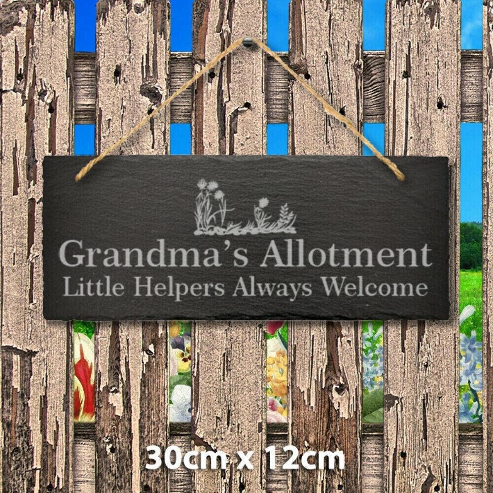 Personalised Name Engraved Slate Hanging Sign Allotment Garden Shed Greenhouse
