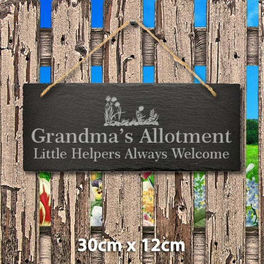 Personalised Name Engraved Slate Hanging Sign Allotment Garden Shed Greenhouse