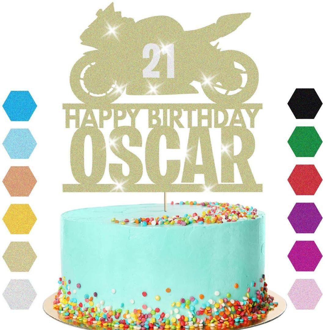 Motorbike Racing Cake Topper Personalised Boys Birthday Decoration Any Name Age