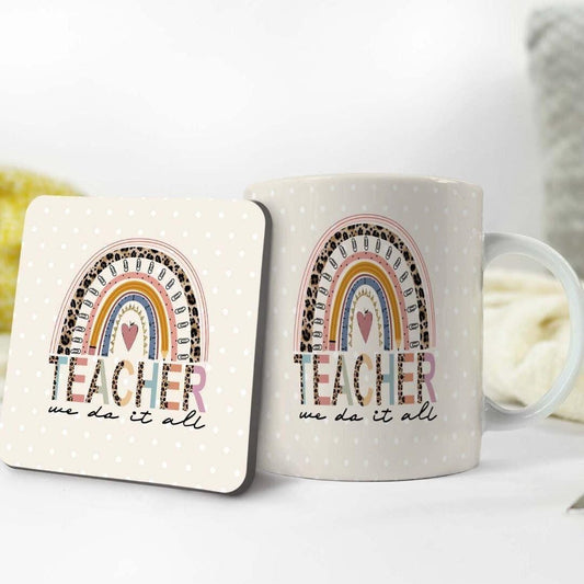 Teacher Mug And Coaster Gift Set School Leavers Teacher Gifts Present We Do It