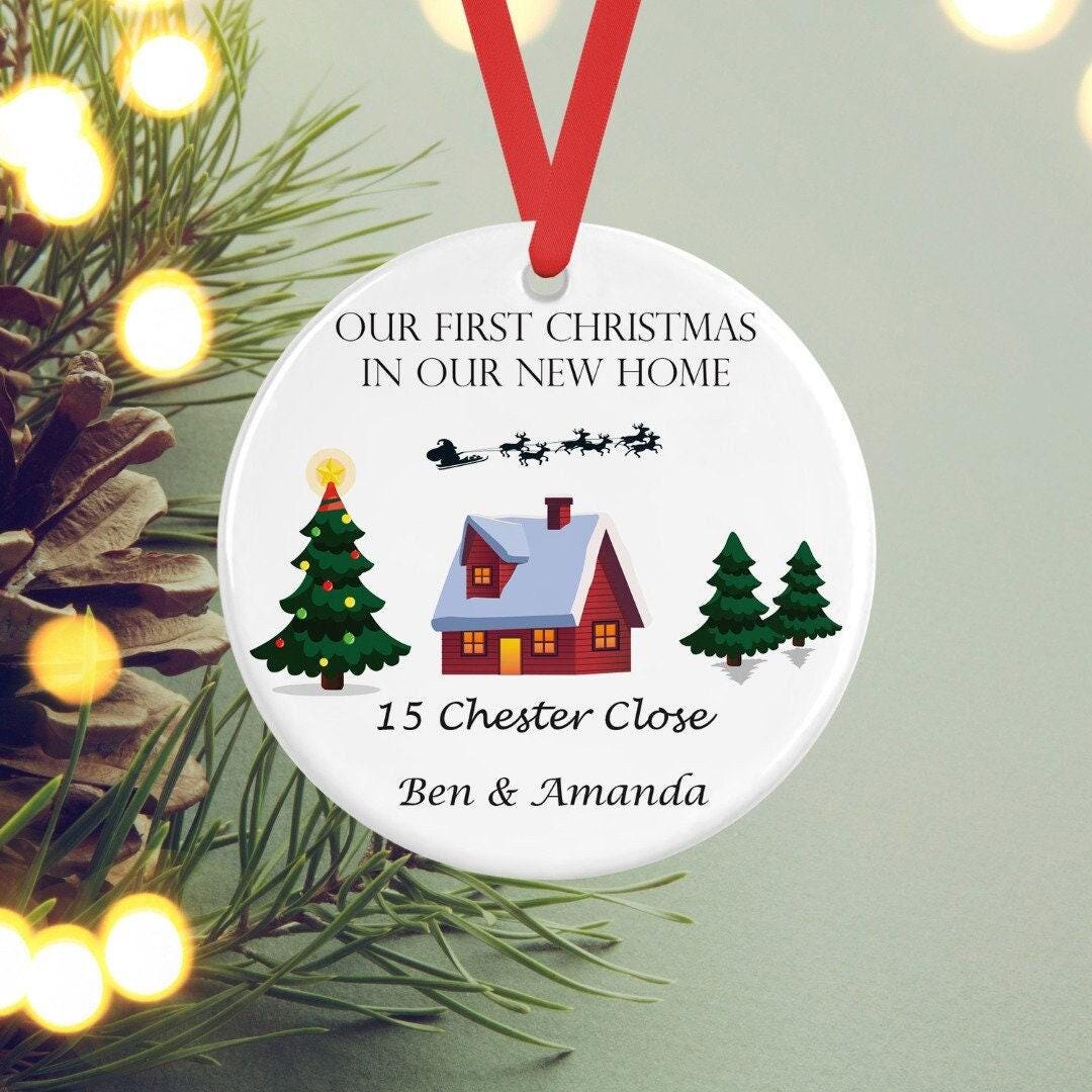Personalised First Christmas In New Home Ceramic Bauble