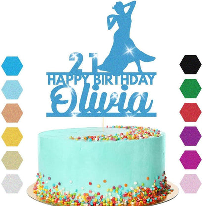 Dress Dancing Cake Topper Personalised Girls Birthday Decoration Any Name & Age