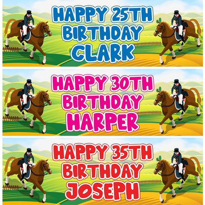 Personalised Horse Racing Birthday Banners: Any Name & Age (Set of 2)