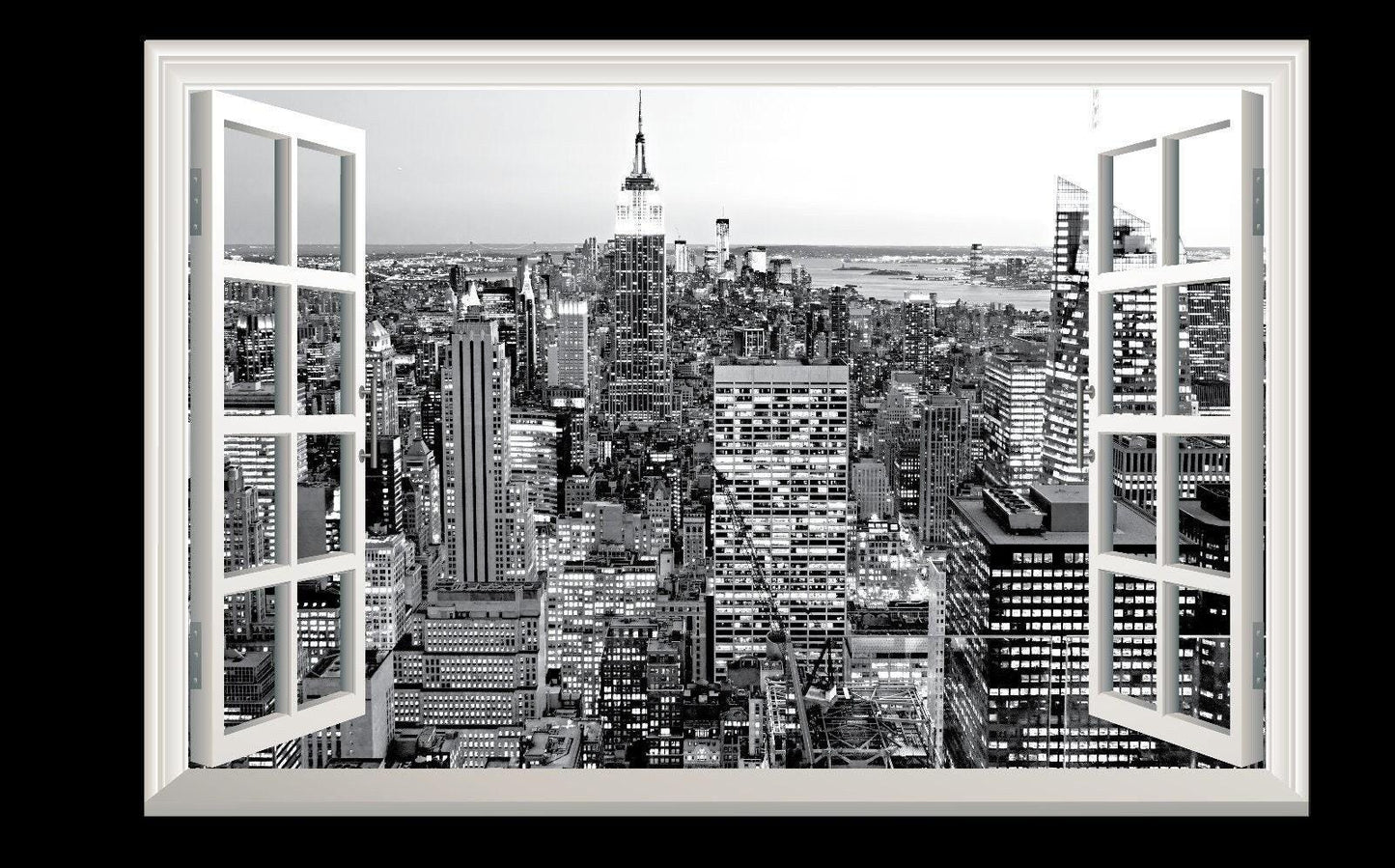 Empire State Building Wall Decal: 3D Window View, NYC Skyline Mural