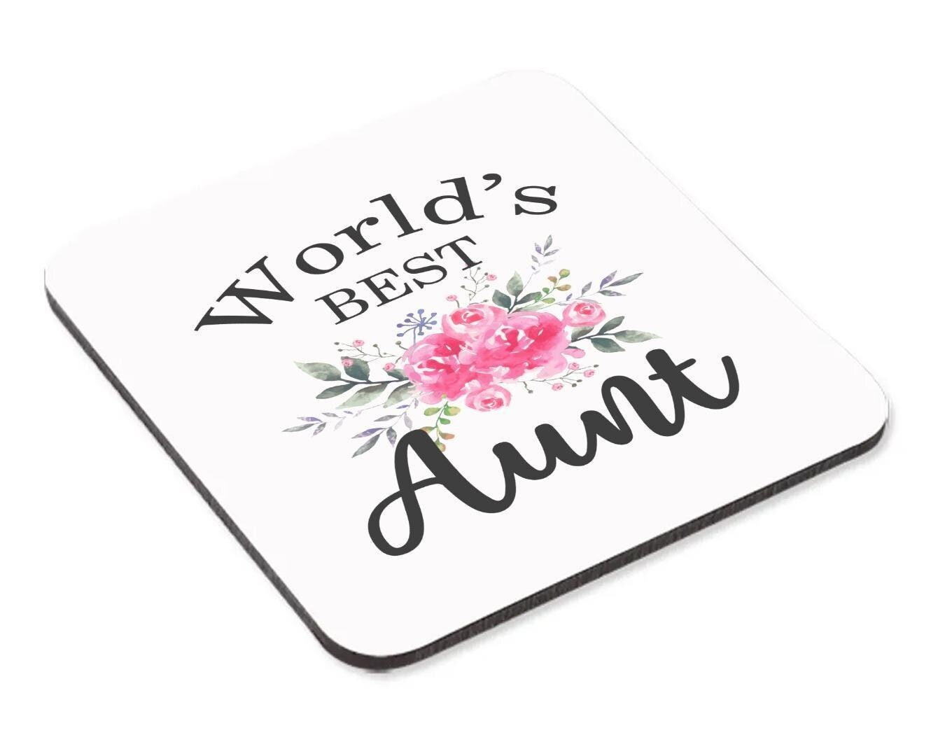 World Best Aunty Mug & Coaster Set Birthday Christmas Niece Nephew Coffee Gift